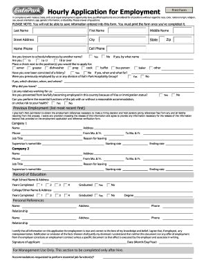 Fillable Online Hourly Application For Employment Eat N Park Fax