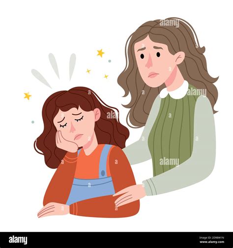 Mother Comforting Young Daughter Stock Vector Images Alamy