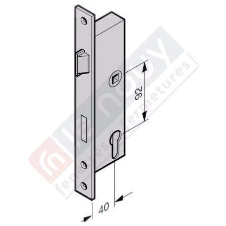 Serrure avec cylindre européen et 3 clefs fournies. Serrure encastrée pour portillon Hörmann - Droite / Gauche