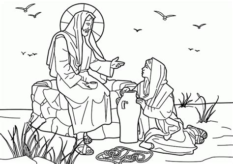 Woman At The Well Coloring Page Free Printable Coloring Page