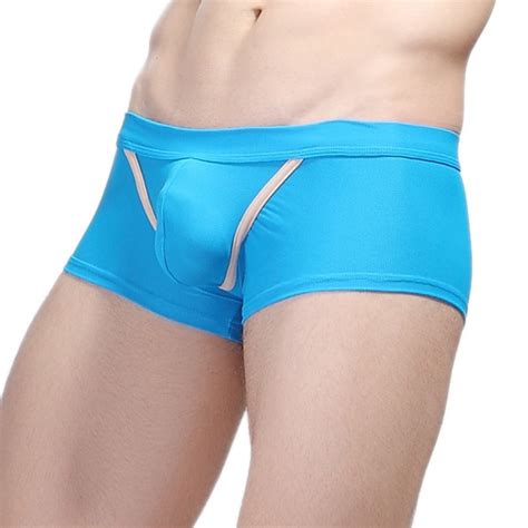 Men Underwear Pouch Big Penis Boxer Shorts Sexy Scrotum Enhancing Nylon Swim Bikini Trunks