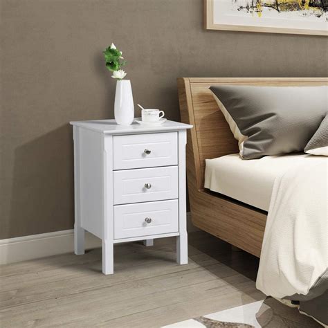 Buy Yaheetech White Bedside Table Modern Bedside Cabinet Wooden