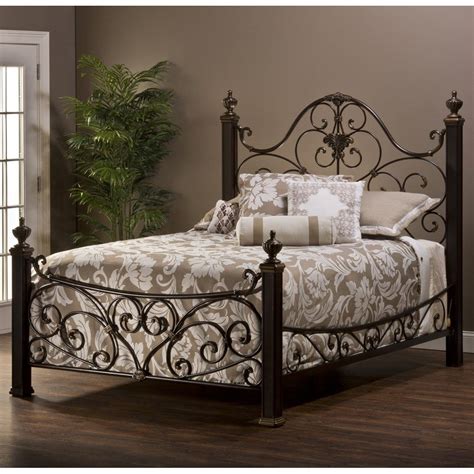 Mikelson Mixed Wood And Iron Bed In Aged Antique Gold By Hillsdale
