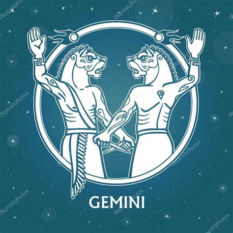 Zodiac Sign Gemini Character Of Sumerian Mythology Background The
