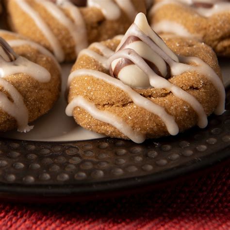 White Chocolate Kissed Gingerbread Thumbprint Cookies With Vanilla