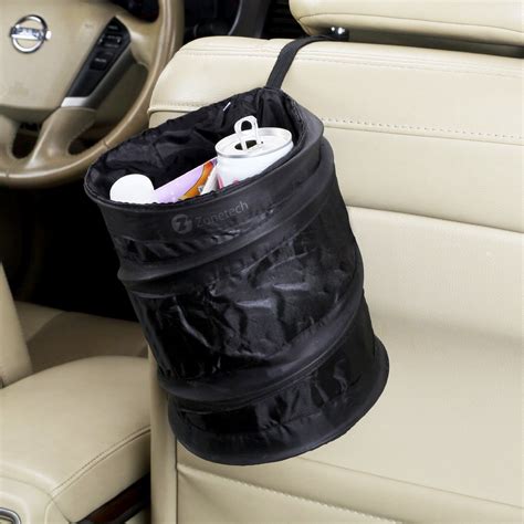 Zone Tech 2x Portable Car Trash Can Black Collapsible Pop Up Leak Proof