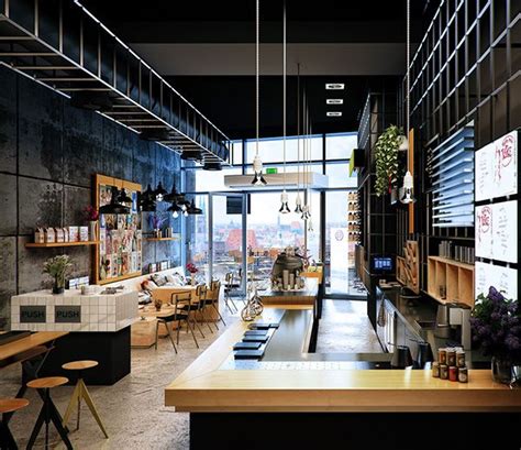 Cafe Visualization On Behance Small Restaurant Design Bar Design