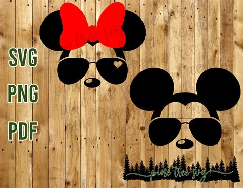 Minnie Mickey With Sunglasses SVG PNG PDF Instant Etsy