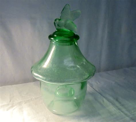 Vintage Green Glass 12 Tall Bee Catcher With A