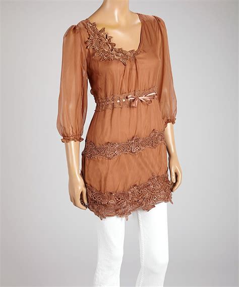 Another Great Find On Zulily Brown Lace Tie Waist Silk Blend Tunic By