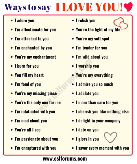 80 Romantic Ways To Say I Love You In English Esl Forums
