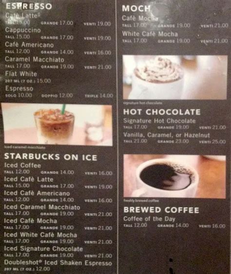 Starbucks Iced Coffee Menu Philippines