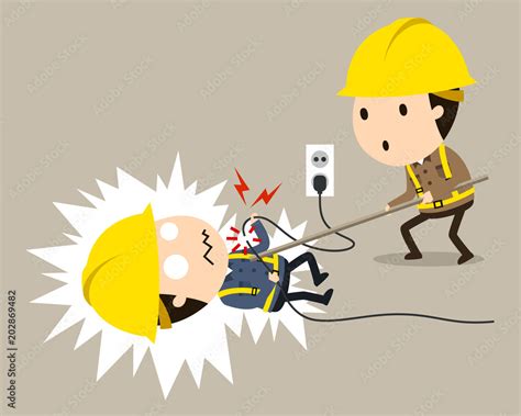 Electric Shock Get Shocked Vector Illustration Safety And Accident My