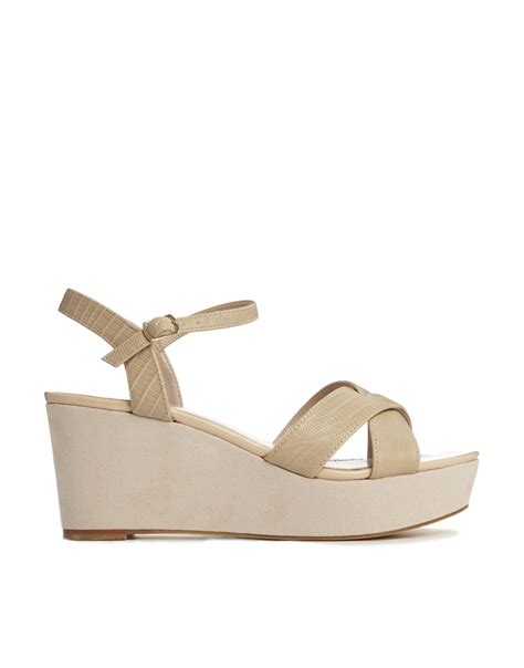 Lyst Carvela Kurt Geiger Summer Nude Wedge Heeled Sandal In Natural