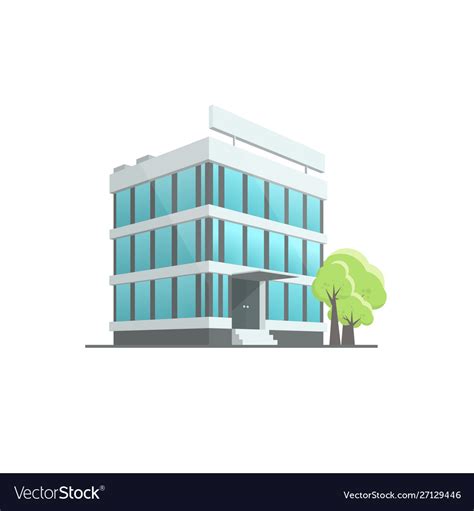 Office Building In Cartoon Style Royalty Free Vector Image