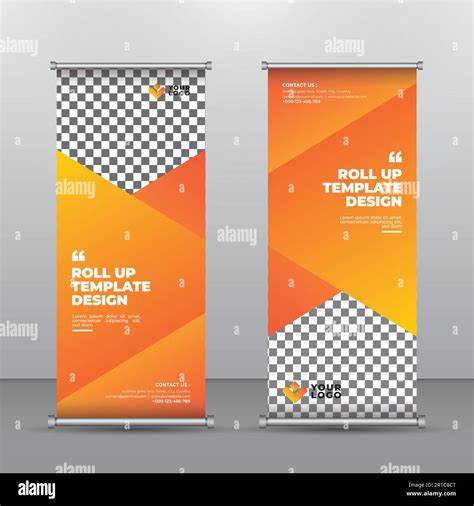 Orange Abstract Shapes Roll Up Banner Design Vertical Template Vector