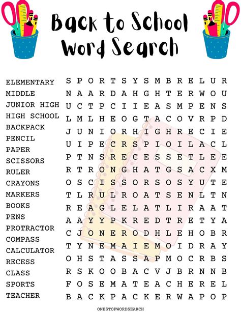 Back To School Word Search Puzzle Free Printable Arto