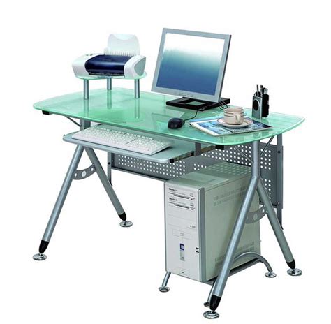 Rectangular gray 3 drawer computer desk with keyboard tray this techni mobili desk is a complete workstation this techni mobili desk is a complete workstation offering an ample work surface and plenty of storage space. Metal Computer Desks for Productive Work