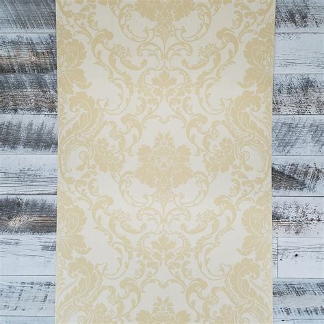 Gold And Cream Chic Victorian Striped Damask Cg5674 Wallpaper Damask