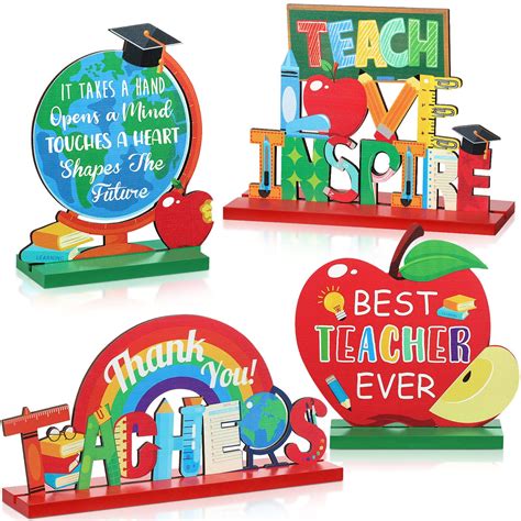 Buy Pcs Teacher Appreciation Table Decoration Centerpieces Best Teacher Wooden Table Sign