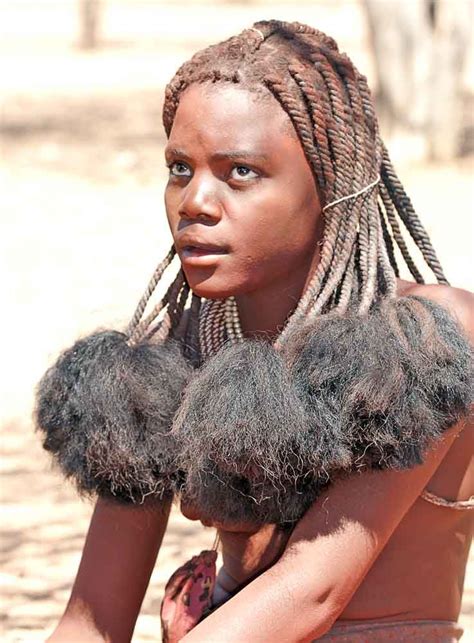 Young Himba Girl With Traditional Hair Style Himba People Ethnic