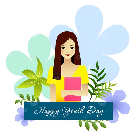 Happy Youth Day Vector Art Png Happy Youth Day A Girl With Book