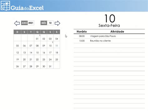 Planilha Calendário E Agenda Excel Grátis Guia Do Excel