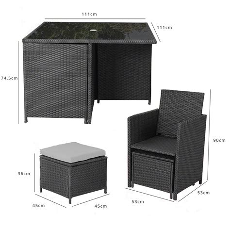 8 Seat Rattan Cube Outdoor Dining Set With Led Premium Parasol Black