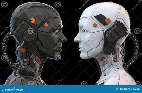 Android Robot Cyborg Woman Humanoid Side View 3d Rendering Stock