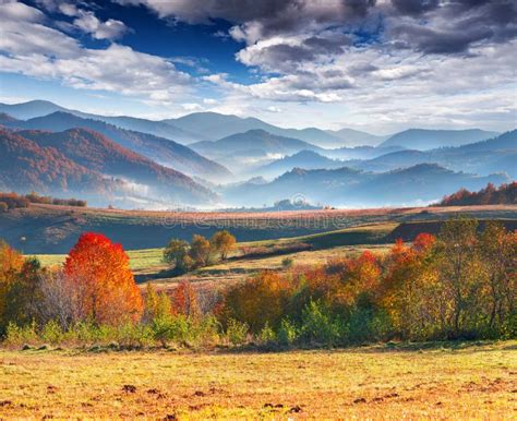 Colorful Autumn Morning In Mountains Stock Image Image Of Highland