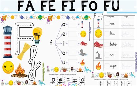 Fichas para Sílabas Fa Fe Fi Fo Fu Materiales Educativos para Maestras