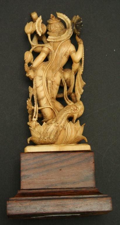 Indian Hindu Ivory Carving Of A Deity Saraswati Lot 30085