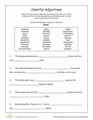 You can do the exercises online or download the worksheet as pdf. Awesome Adjectives | 4th grade science, Free printables and Science