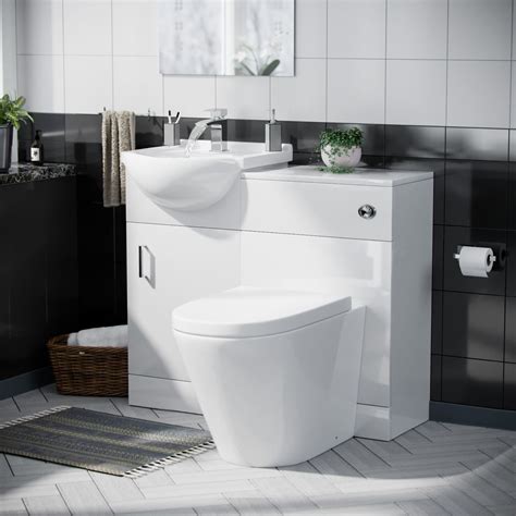Cloakroom 450 Mm Basin Vanity Unit And Wc Toilet Bathroom Cabinet Suite