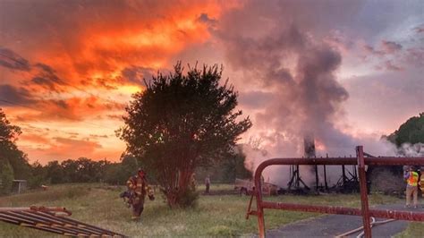 Crews Battle Fully Involved House Fire In Huntersville