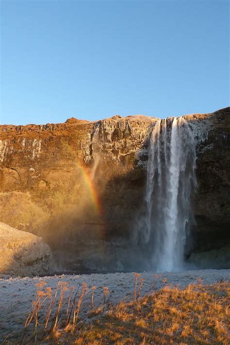 Waterfall Water Rock Rainbow Nature Hd Phone Wallpaper Peakpx