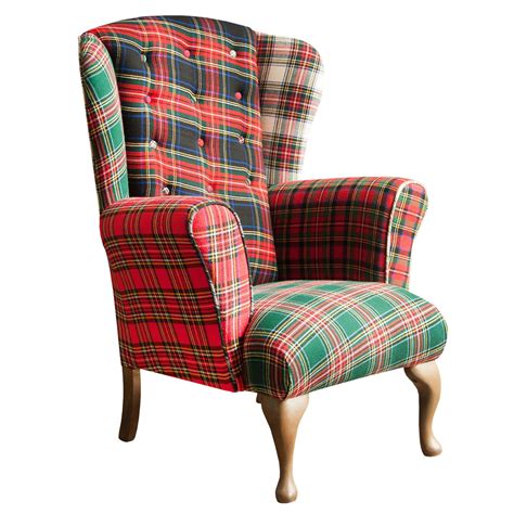 Tartan Wool Wingback Armchair Armchair Tartan Furniture Plaid Chair