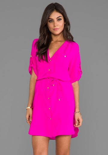 Amanda Uprichard Pocket Dress In Hot Pink From