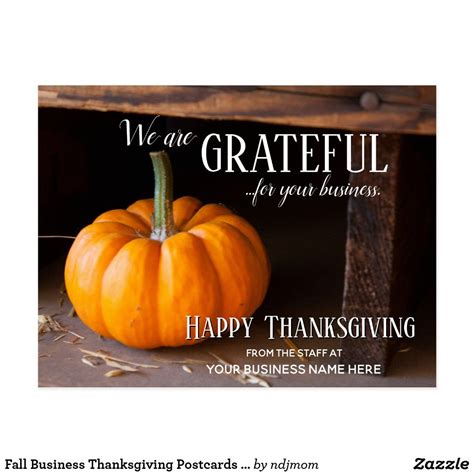Fall Business Thanksgiving Postcards Grateful Zazzle Fall