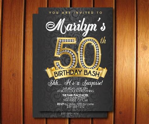 50th Birthday Invitation Surprise 50th Birthday Party Invitation