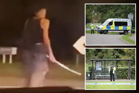 moment maniac with samurai sword faces down cops after attacking couple in depraved attempted