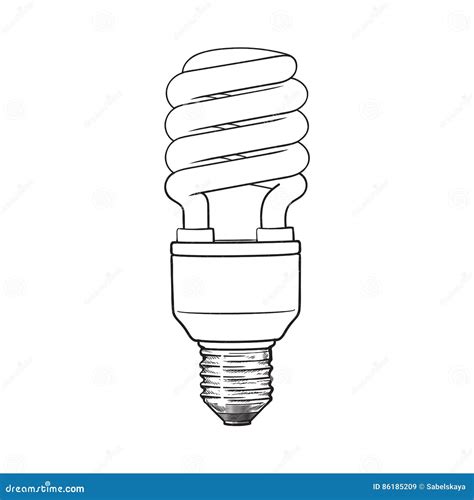 Fluorescent Energy Saving Spiral Light Bulb On White Background Stock