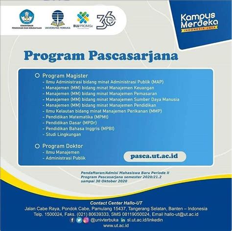 Pendaftaran Program Pascasarjana Universitas Terbuka Batam