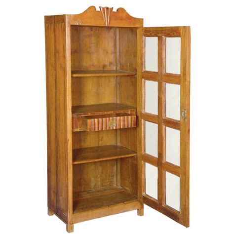 Wall cabinet wood & glass teak curio handmade carved shadow box display case. Colonial Solid Teak & Glass Single Door Display Curio Cabinet