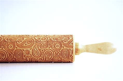 Rolling Pins Engraved Paisley Embossing Rolling Pin Laser