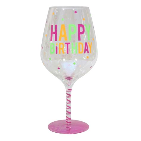 Topshelf Decorative Luster Glass Oversized Happy Birthday Wine Glass With T Box