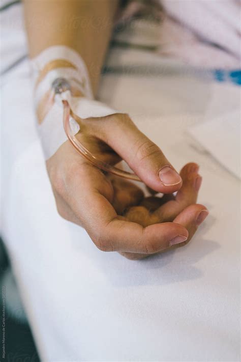 Catheter In Hand Of Woman At Hospital Bed By Alejandro Moreno De Carlos