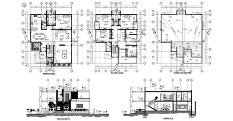 Planos De Casa Unifamiliar En AutoCAD DWGAutoCAD Com Planos De Casa Unifamiliar Planos De