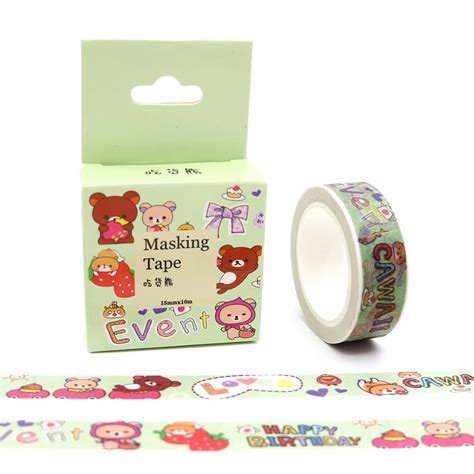 15mm 10m box package cartoon bear kawaii washi tape masking tape decorative scrapbooking office