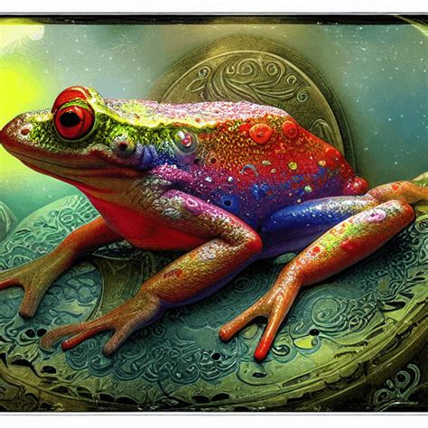 Rainbow Frogs Fantasy Art Graphic · Creative Fabrica